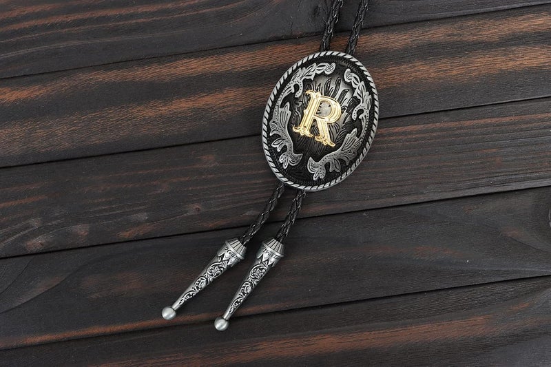 Wentur Bolo Tie for Men - Western Bolo Ties Alphabet Initial Letter ABCDJMR to Z - Western Cowboy Bolo Tie for Women Cowgirl - Image 2